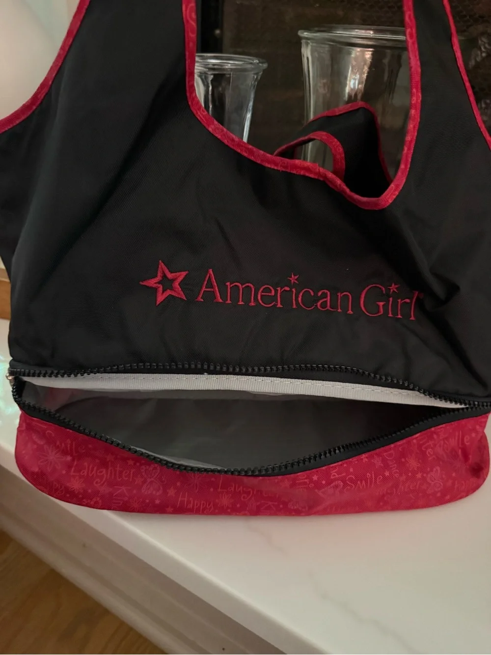 American Girl Black and Red Tote with Matching Mini Purse
